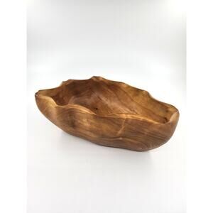 Medium Hand-Carved Peruvian Olive Wood Bowl with Stunning Natural Free-Form Rim